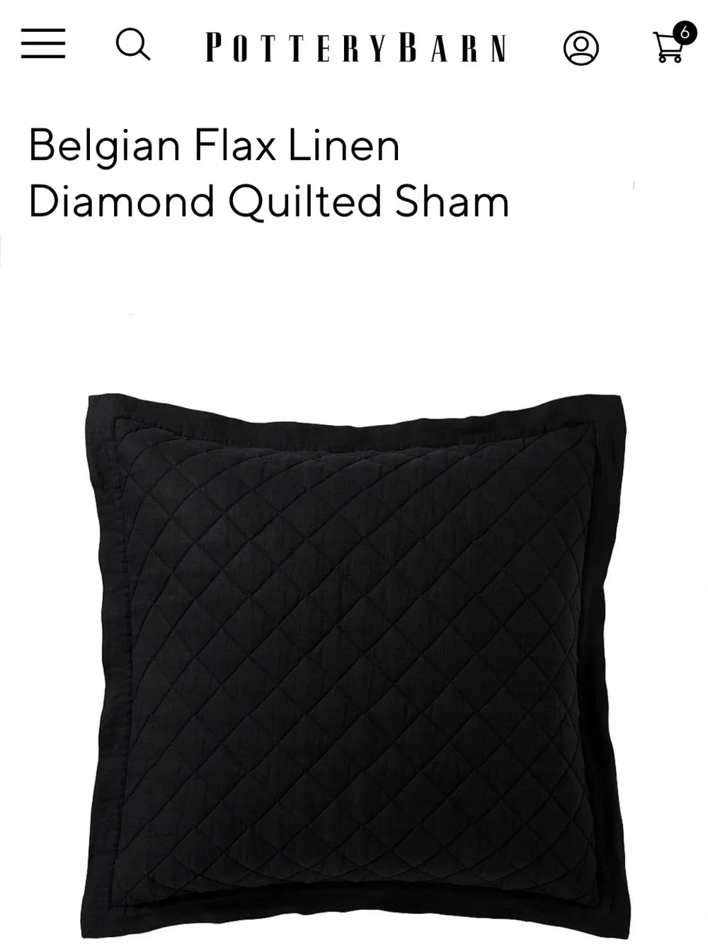 POTTERY BARN Belgian Linen Shams Black (3) Euro & King